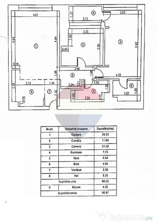 Apartament confortabil cu 3 camere de vanzare in Cortina ...