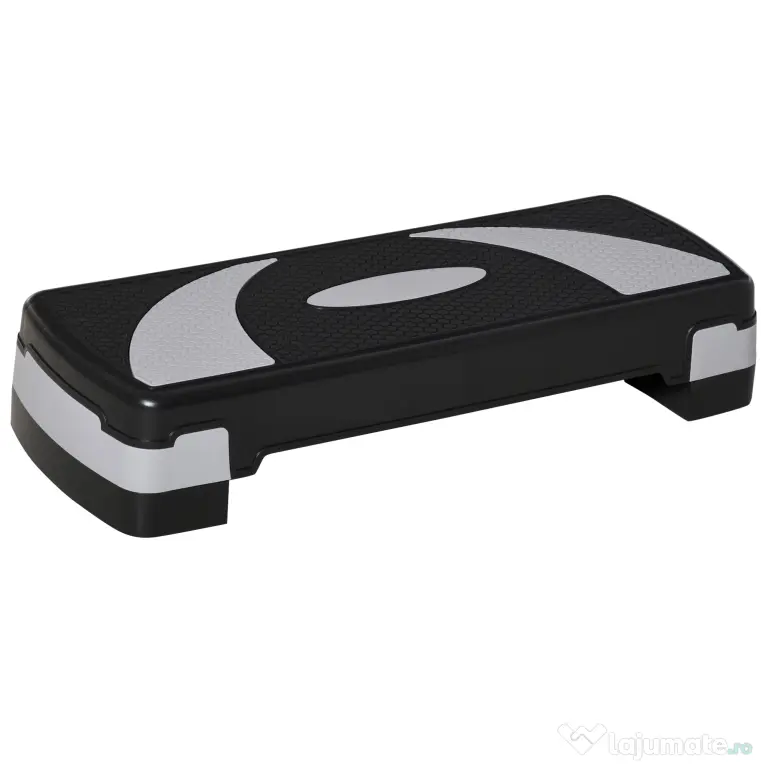 HOMCOM Stepper pentru aerobica reglabil in inaltime 10-15-20 cm, anti-alunecare, Negru si Gri