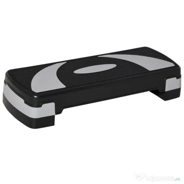 HOMCOM Stepper pentru aerobica reglabil in inaltime 10-15-20 cm, anti-alunecare, Negru si Gri