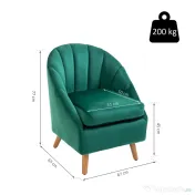 Homcom Fotoliu Verde din Catifea – Elegant cu Picioare din Lemn 