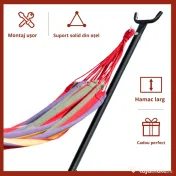 Hamac OutSunny Portabil cu suport din otel si bumbac multicolor