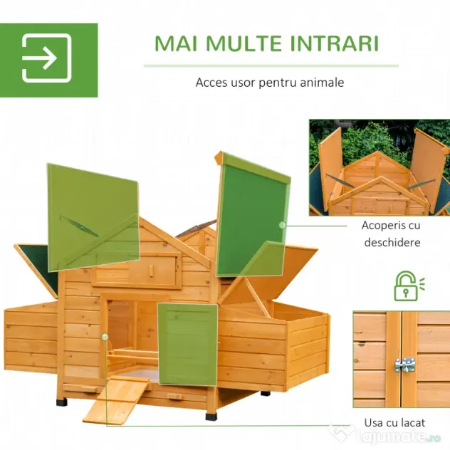 PawHut Cotet Gaini de Gradina – Lemn Impermeabil 150×100×96,5 cm
