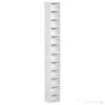 HOMCOM Bibliotecă Raft pentru CD-uri, Set 2 Bucăți cu 12 Polițe din Lemn, 21x19.2x88.3 cm, Alb