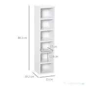 HOMCOM Bibliotecă Raft pentru CD-uri, Set 2 Bucăți cu 12 Polițe din Lemn, 21x19.2x88.3 cm, Alb 