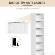 HOMCOM Bibliotecă Raft pentru CD-uri, Set 2 Bucăți cu 12 Polițe din Lemn, 21x19.2x88.3 cm, Alb 