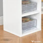 HOMCOM Bibliotecă Raft pentru CD-uri, Set 2 Bucăți cu 12 Polițe din Lemn, 21x19.2x88.3 cm, Alb 