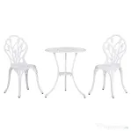 Outsunny Set de Grădină 3 Piese din Aluminiu cu 2 Scaune 42,5x47,5x89 cm și Masă Rotundă Ø60x67 cm, Alb