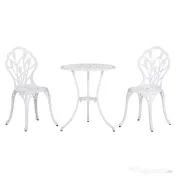 Outsunny Set de Grădină 3 Piese din Aluminiu cu 2 Scaune 42,5x47,5x89 cm și Masă Rotundă Ø60x67 cm, Alb 