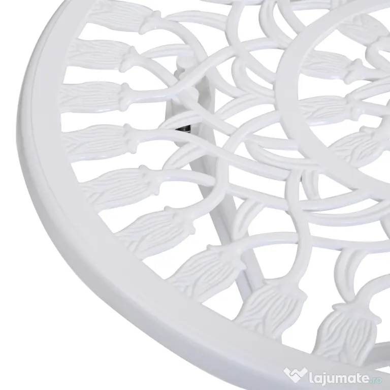 Outsunny Set de Grădină 3 Piese din Aluminiu cu 2 Scaune 42,5x47,5x89 cm și Masă Rotundă Ø60x67 cm, Alb
