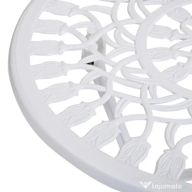 Outsunny Set de Grădină 3 Piese din Aluminiu cu 2 Scaune 42,5x47,5x89 cm și Masă Rotundă Ø60x67 cm, Alb