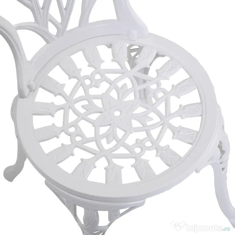 Outsunny Set de Grădină 3 Piese din Aluminiu cu 2 Scaune 42,5x47,5x89 cm și Masă Rotundă Ø60x67 cm, Alb