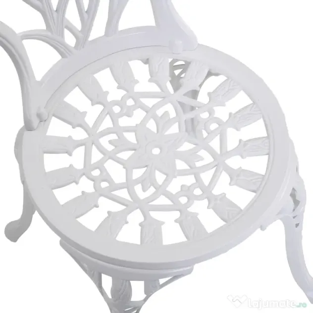 Outsunny Set de Grădină 3 Piese din Aluminiu cu 2 Scaune 42,5x47,5x89 cm și Masă Rotundă Ø60x67 cm, Alb
