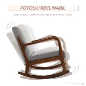 HOMCOM Fotoliu Tapitat din Lemn si Poliester Gri 