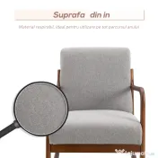 HOMCOM Fotoliu Tapitat din Lemn si Poliester Gri 