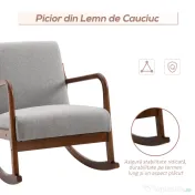 HOMCOM Fotoliu Tapitat din Lemn si Poliester Gri 