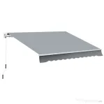 Outsunny Copertina pentru soare tip rulou reglare cu manivela, din aluminiu si poliester, 295x245cm, gri