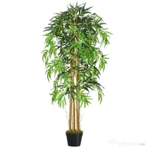 Outsunny Bambus Artificial cu Ghiveci pentru Interior și Exterior, Φ18x150cm