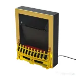 HOMCOM Șemineu Electric Încorporabil sau de Podea 2000W din Plastic și Metal, Auriu, 48x19x59cm