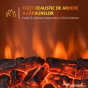 HOMCOM Șemineu Electric Încorporabil sau de Podea 2000W din Plastic și Metal, Auriu, 48x19x59cm 