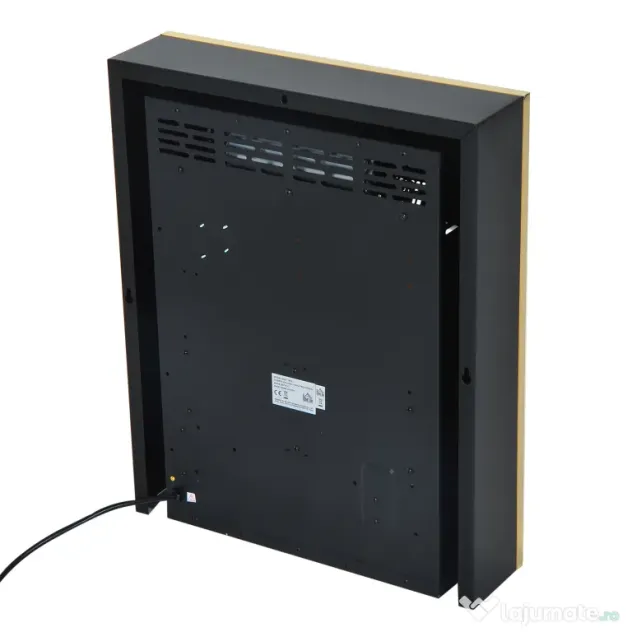 HOMCOM Șemineu Electric Încorporabil sau de Podea 2000W din Plastic și Metal, Auriu, 48x19x59cm