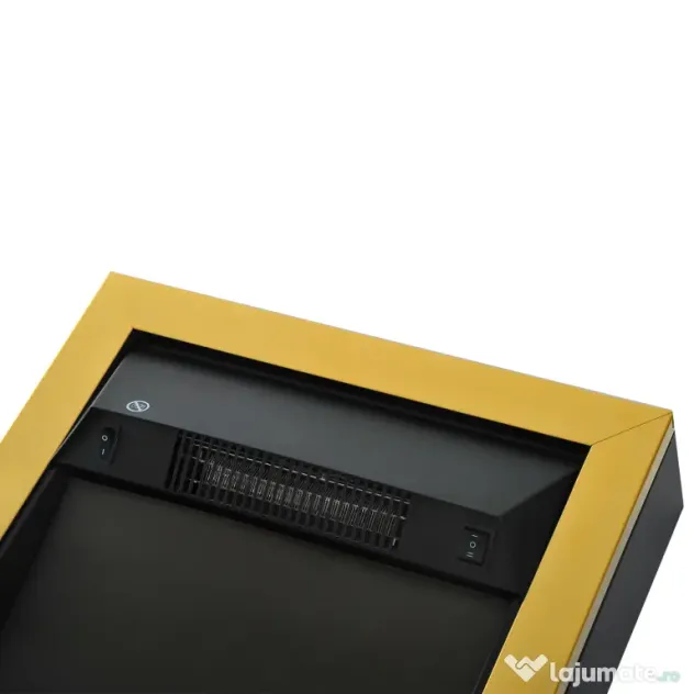 HOMCOM Șemineu Electric Încorporabil sau de Podea 2000W din Plastic și Metal, Auriu, 48x19x59cm