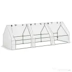 Outsunny Sera de Gradina tip Tunel din PE pentru Plante si Flori cu Margini Extinse si Usi cu Fermoar 295x100x80 cm, Alb lucios