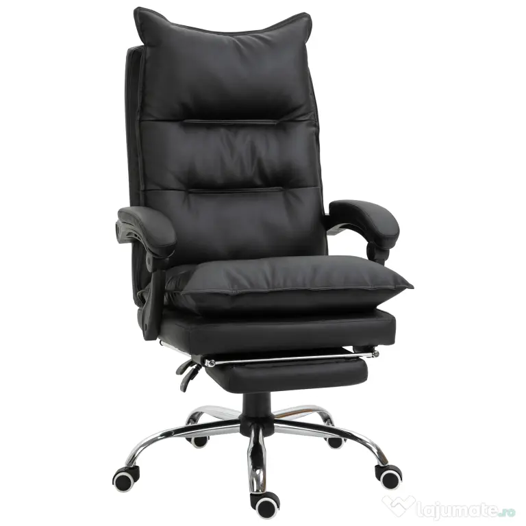 Vinsetto Fotoliu Birou Negru – Rabatabil, Suport Picioare & Ergonomic
