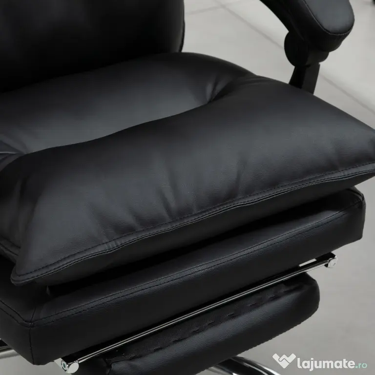 Vinsetto Fotoliu Birou Negru – Rabatabil, Suport Picioare & Ergonomic
