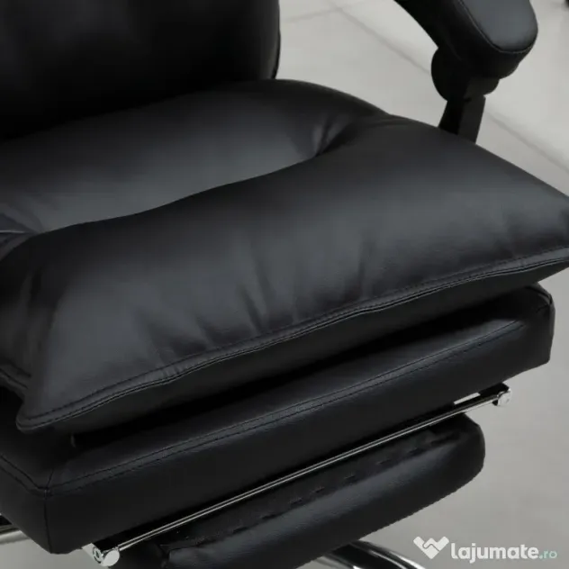 Vinsetto Fotoliu Birou Negru – Rabatabil, Suport Picioare & Ergonomic