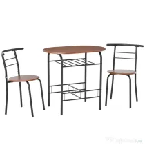 HOMCOM Set de Pranz 3 Piese Masa cu 2 Scaune Maro Lemn si Negru