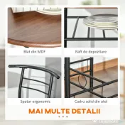 HOMCOM Set de Pranz 3 Piese Masa cu 2 Scaune Maro Lemn si Negru 