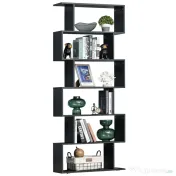 HOMCOM Bibliotecă din Lemn cu 6 Rafturi, 80x24x191 cm, Negru 