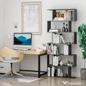 HOMCOM Bibliotecă din Lemn cu 6 Rafturi, 80x24x191 cm, Negru 