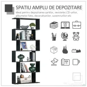 HOMCOM Bibliotecă din Lemn cu 6 Rafturi, 80x24x191 cm, Negru 