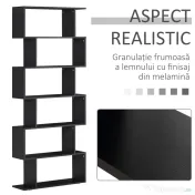 HOMCOM Bibliotecă din Lemn cu 6 Rafturi, 80x24x191 cm, Negru 