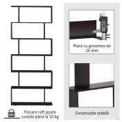 HOMCOM Bibliotecă din Lemn cu 6 Rafturi, 80x24x191 cm, Negru 