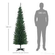 HOMCOM Brad de Craciun Artificial 180cm con 390 Ramuri Dese, Verde
