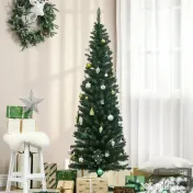 HOMCOM Brad de Craciun Artificial 180cm con 390 Ramuri Dese, Verde