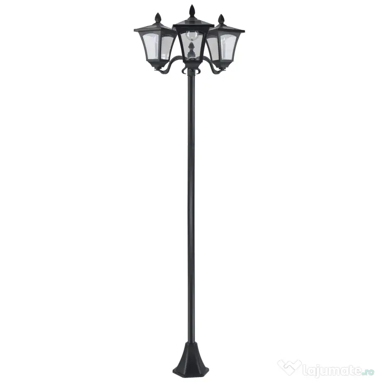 Outsunny Felinar Gradina 182,5 cm – LED cu Energie Solara, Negru