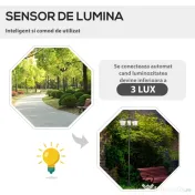 Outsunny Felinar Gradina 182,5 cm – LED cu Energie Solara, Negru 
