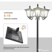 Outsunny Felinar Gradina 182,5 cm – LED cu Energie Solara, Negru 