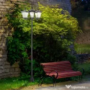 Outsunny Felinar Gradina 182,5 cm – LED cu Energie Solara, Negru 