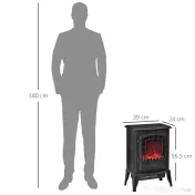 HOMCOM Semineu electric cu efect flacara, temperatura reglabila 1000W-2000W 
