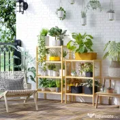 HOMCOM Raft Multifunctional cu 3 Nivele din Bambus , 62x33x80cm, Culoare lemn Natural