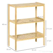 HOMCOM Raft Multifunctional cu 3 Nivele din Bambus , 62x33x80cm, Culoare lemn Natural