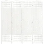 HOMCOM Paravan cu 4 panouri pliabil pentru interior, autoportant și împletit, 160x170 cm, alb