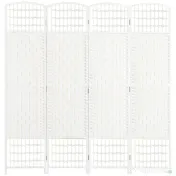 HOMCOM Paravan cu 4 panouri pliabil pentru interior, autoportant și împletit, 160x170 cm, alb 