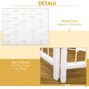 HOMCOM Paravan cu 4 panouri pliabil pentru interior, autoportant și împletit, 160x170 cm, alb 