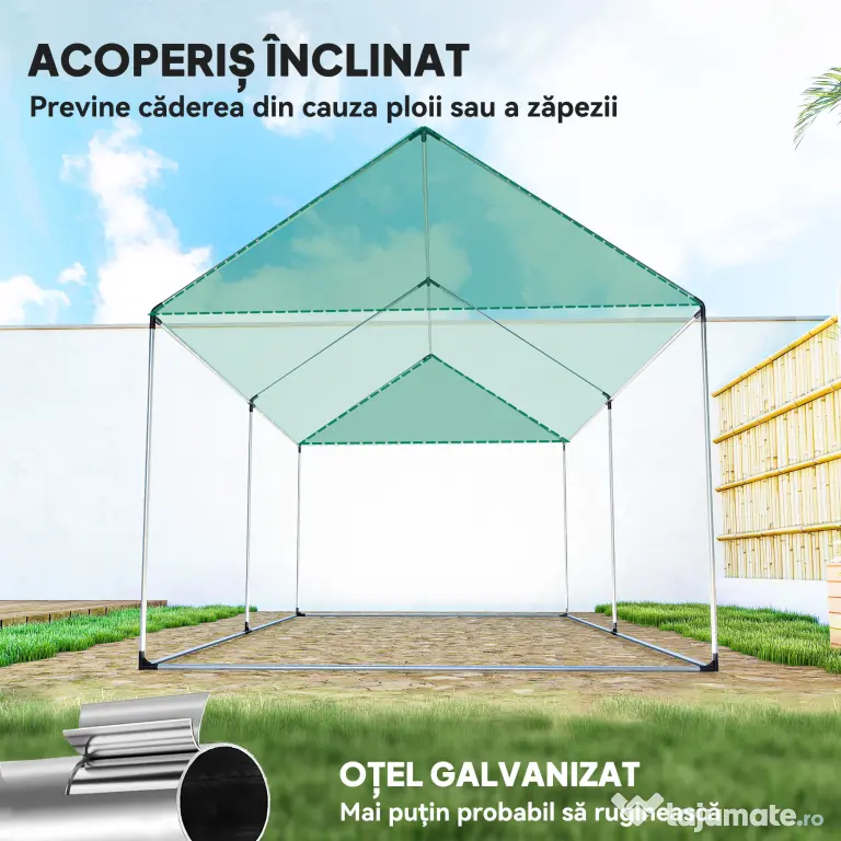 Outsunny Seră de Grădină Tip Tunel 2x3x2 m cu Uși și Ferestre Rulabile, Seră pentru Grădină cu Acoperiș Înclinat, Structură din Oțel și Acoperire din Polietilenă, pentru Grădină, Verdețuri, Flori, Fructe, Anti-UV, Alb
