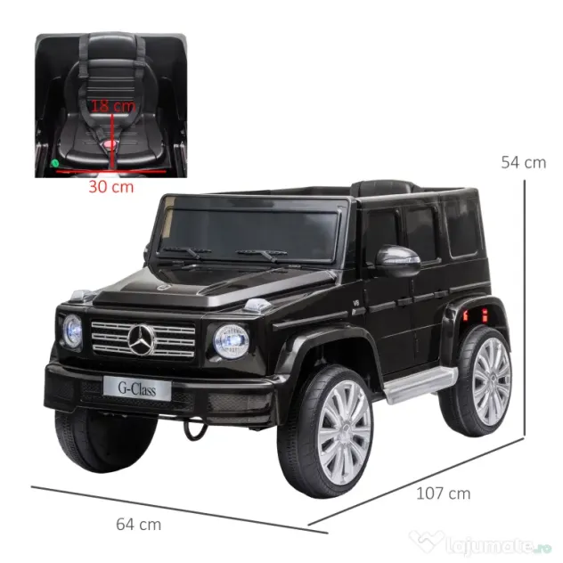 HOMCOM Mașină Electrică pentru Copii 3-8 Ani, 3-5km/h, cu Telecomandă, Bord, Centură, Muzică și Faruri LED, Negru
